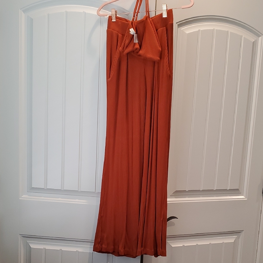 Whimsy + Row Norah Wide-Leg Pants Set XS In Rust - Picture 2 of 3